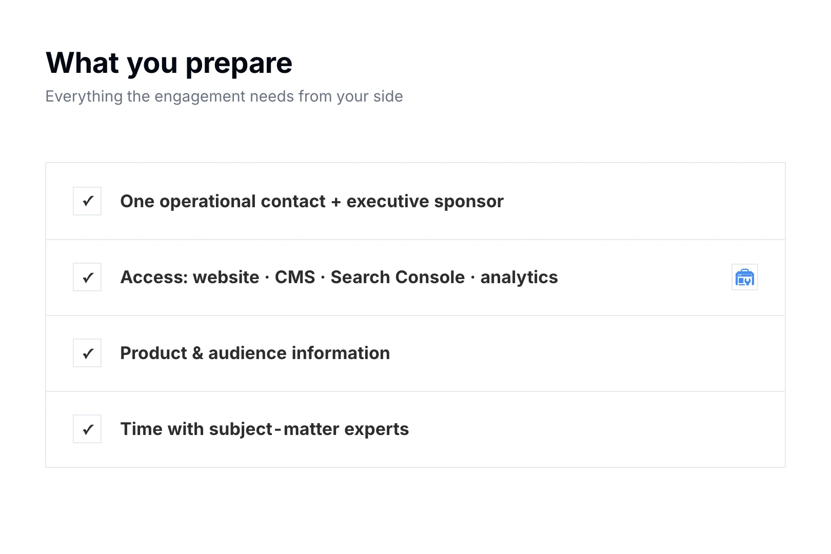 What you prepare